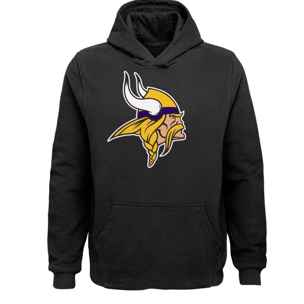Youth Medium (10/12) Minnesota Vikings Black Team Logo Pullover Hoodie